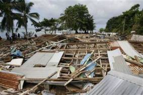 Destroyed houses on the Solomon Islands