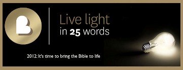 Logo des 25-Bibelworte-Projekts der australischen Bibelgesellschaft: „Live Light“ 