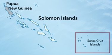 Weggespülte Dörfer auf den abgelegenen Santa Cruz Inseln, Salomonen
