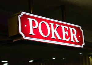 Pokerschild in einem Hotel in Las Vegas/USA