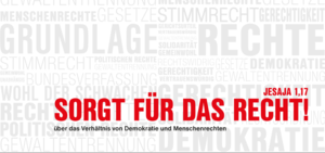 Cover des Flyers der drei Landeskirchen zum internationalen Menschenrechtstag 2015 (Deutsche Version)