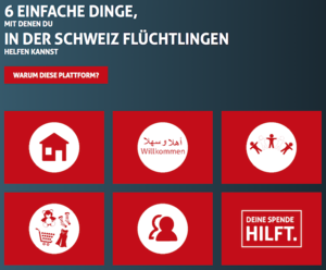 Website der SEA-Taskforce zur Flüchtlingshilfe in der Schweiz