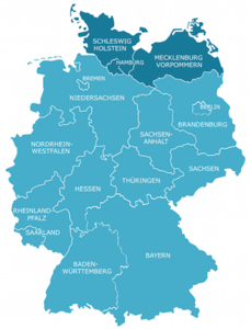 Territory of the Hansa-Conference of the Seventh-day Adventist Church in Germany (highlighted)