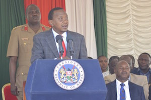 Kenias Präsident, Uhuru Kenyatta, bei seiner Rede zur Unterstützung eines geplanten Neubaus der „Adventist University of Africa“