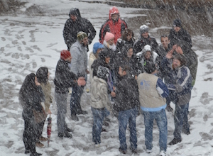 Christliche Flüchtlinge in Syrien im Schnee 