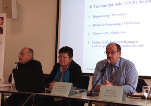 Karl Klimmeck, Stv. Geschäftsführer; Eva Thomi, Geschäftsführerin; Reto Mayer, Präsident (von links)