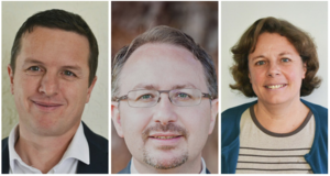 Olivier Rigaud, Präsident; Raphaël Grin, Generalsekretär; Nathalie Wagnon, Finanzvorsteherin (v.l.)