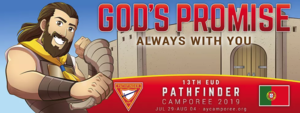 Banner zum 13. Camporee adventistischer Pfadfinder in Sesimbra, Portugal