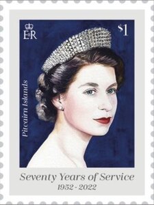 Briefmarke von Pitcairn im Jahr 2022 zum 70-Jahrjubiläum der Krönung von Queen Elisabeth II.