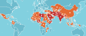 Karte des Weltverfolgungsindexes zur Christenverfolgung von OpenDoors.