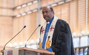 Pastor Prof. Dr. Jerry Pillay, neunter Generalsekretär des Ökumenischen Rates der Kirchen, bei der Amtseinsetzung, 17.02.2023.